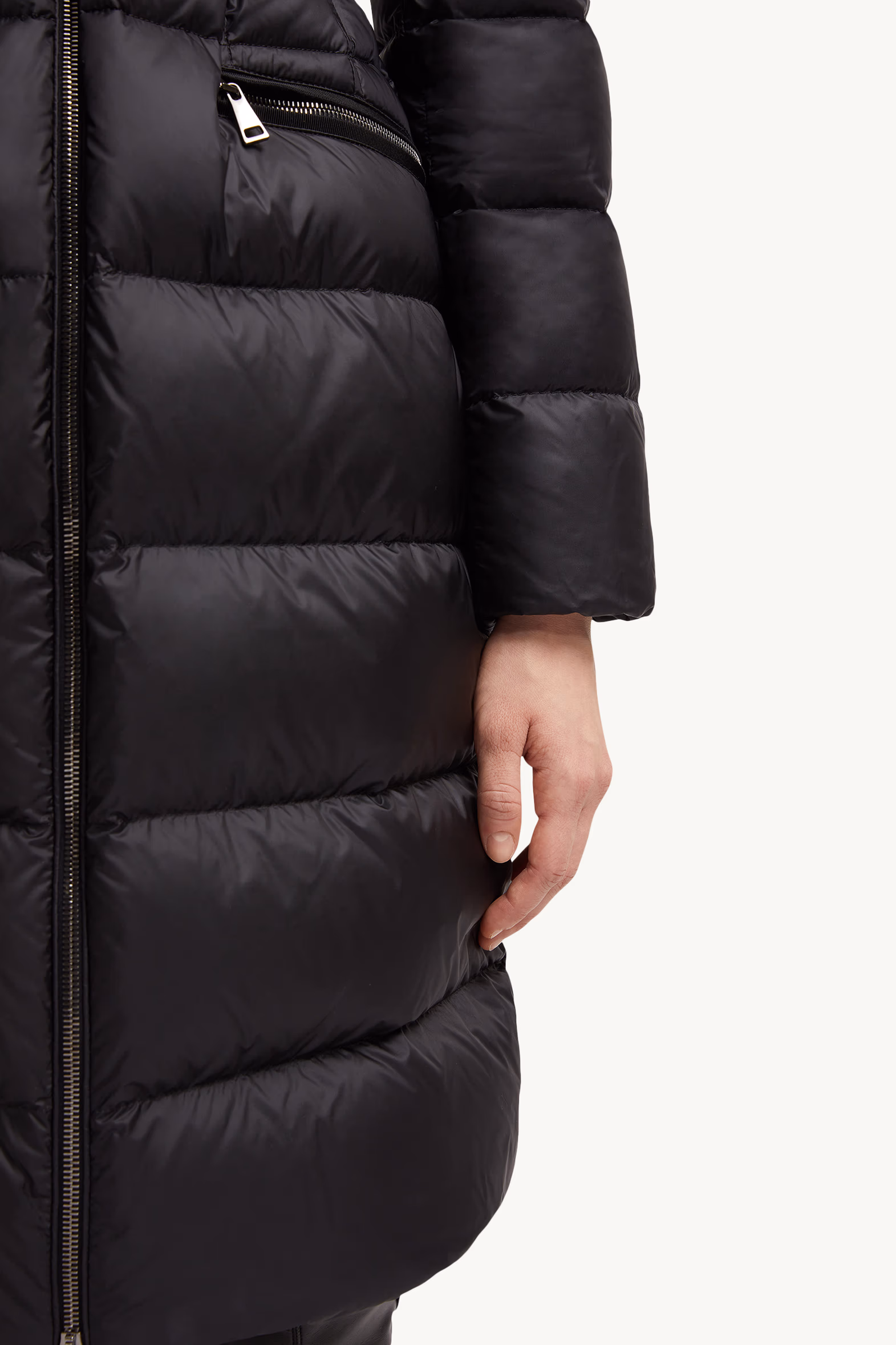Boedic Hooded Shearling-Trimmed Long Down Jacket Women Black Moncler 8
